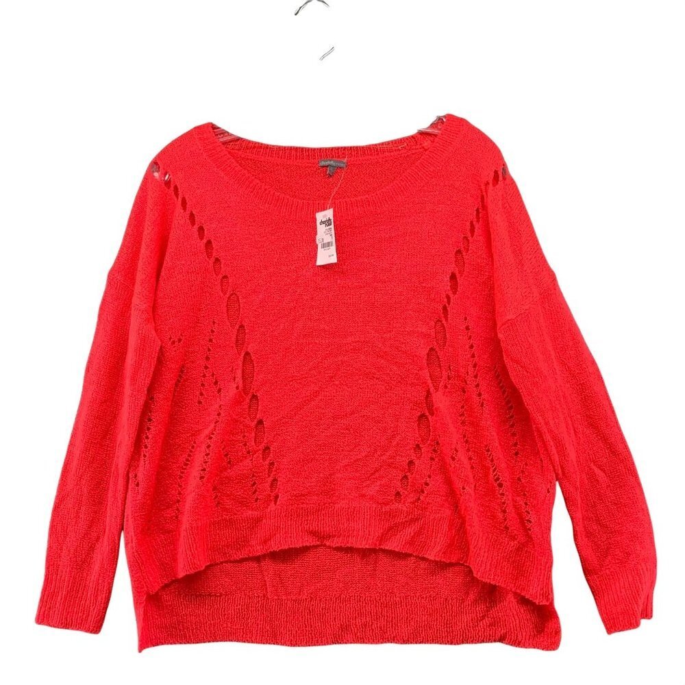 NWT Charlotte Russe Open Knit Sweater Womens S Red Cutout‎ Boat Neck Lightweight